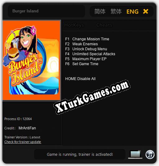 İçin Trainer’ı Çıktı Burger Island [v1.0.9]