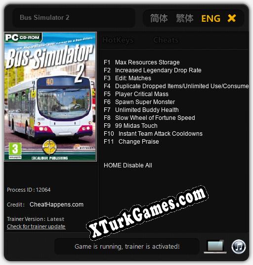 Bus Simulator 2: Trainer +11 [v1.6]