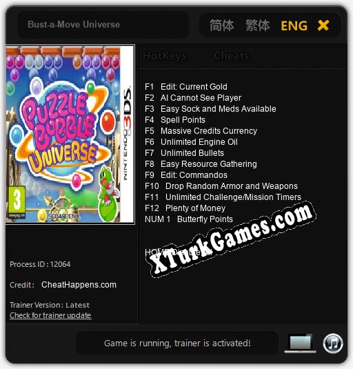 Bust-a-Move Universe: Trainer’ı (V1.0.91)