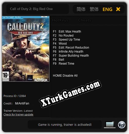 Call of Duty 2: Big Red One: Trainer +9 [v1.6]