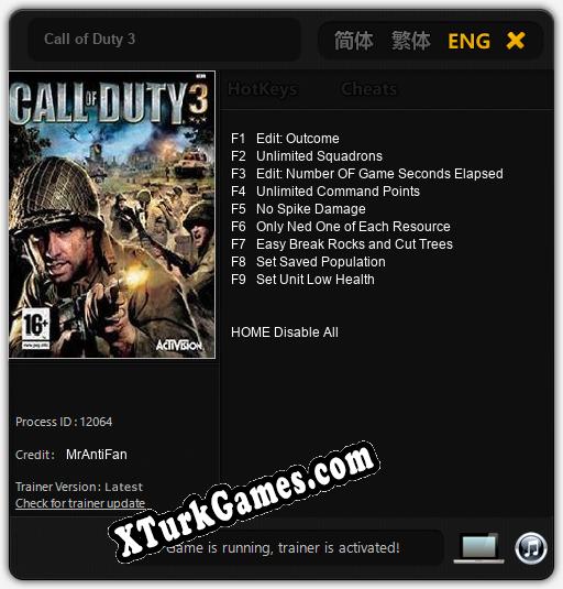 Call of Duty 3: Trainer’ı (V1.0.53)