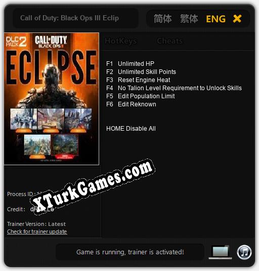 Call of Duty: Black Ops III Eclipse: Trainer’ı (V1.0.72)
