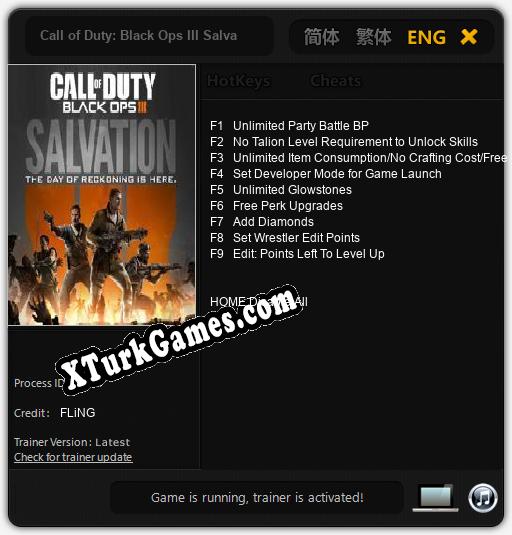 İçin Trainer’ı Çıktı Call of Duty: Black Ops III Salvation [v1.0.8]