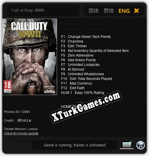 Call of Duty: WWII: Cheats, Trainer +13 [dR.oLLe]