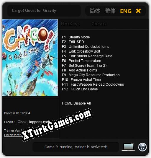 İçin Trainer’ı Çıktı Cargo! Quest for Gravity [v1.0.2]