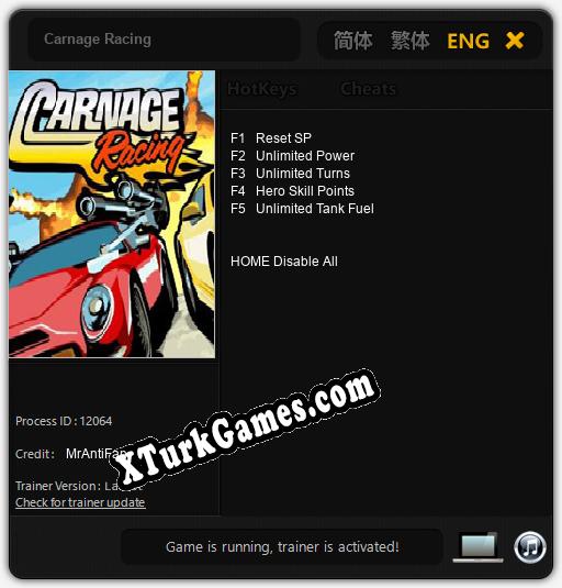 Carnage Racing: Cheats, Trainer +5 [MrAntiFan]