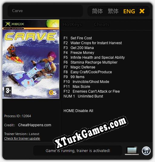 İçin Trainer’ı Çıktı Carve [v1.0.6]
