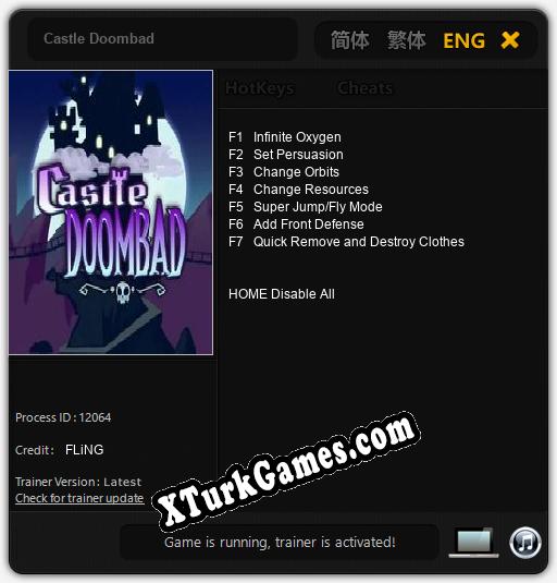 İçin Trainer’ı Çıktı Castle Doombad [v1.0.8]