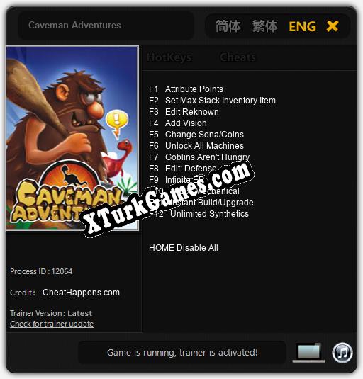 Caveman Adventures: Cheats, Trainer +12 [CheatHappens.com]