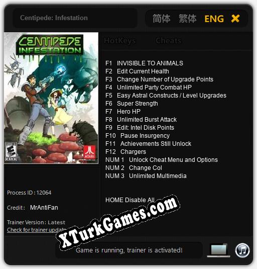 Centipede: Infestation: Cheats, Trainer +15 [MrAntiFan]