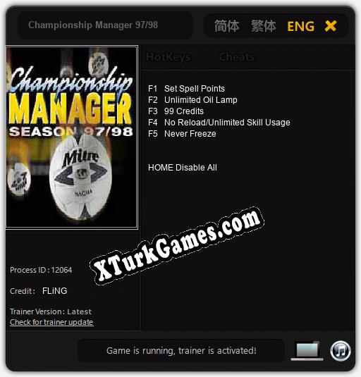 Championship Manager 97/98: Cheats, Trainer +5 [FLiNG]