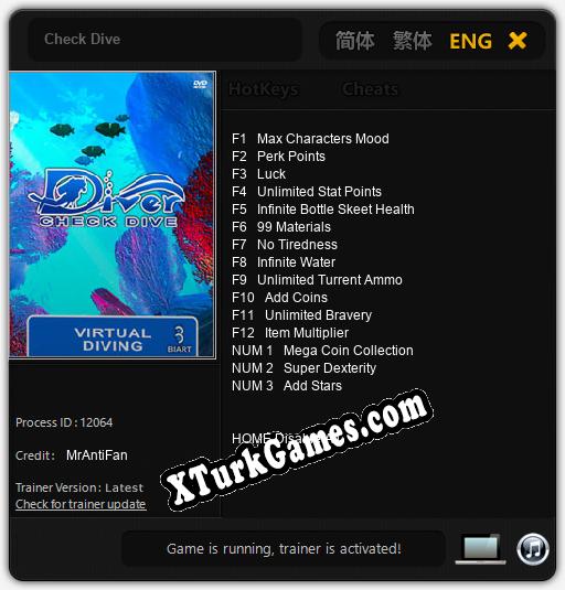 Check Dive: Cheats, Trainer +15 [MrAntiFan]