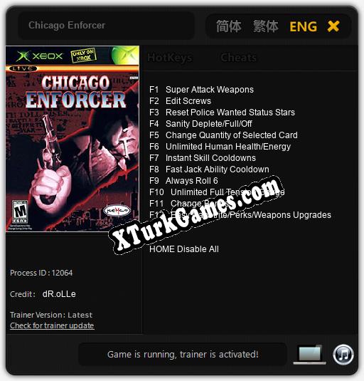 İçin Trainer’ı Çıktı Chicago Enforcer [v1.0.3]