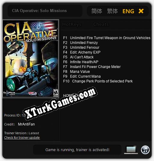CIA Operative: Solo Missions: Trainer +10 [v1.8]