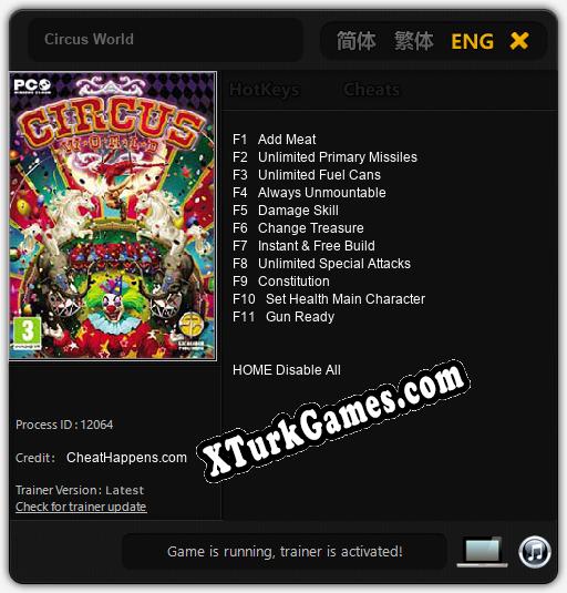 İçin Trainer’ı Çıktı Circus World [v1.0.3]