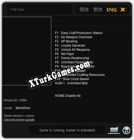 City Eye: Cheats, Trainer +13 [MrAntiFan]