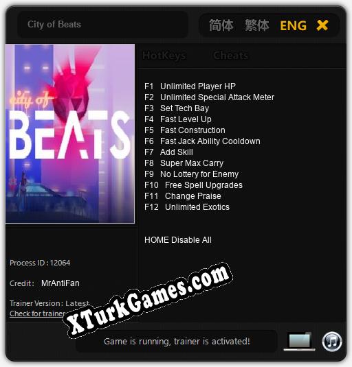 City of Beats: Trainer +12 [v1.8]