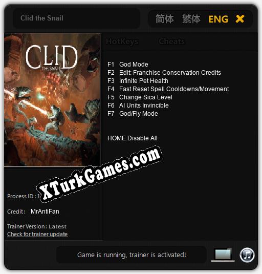 Clid the Snail: Trainer’ı (V1.0.85)