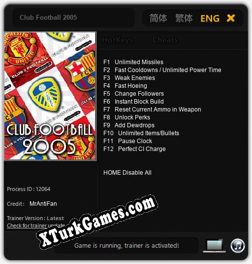 Club Football 2005: Trainer +12 [v1.9]