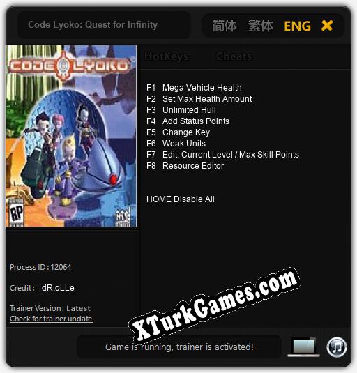 Code Lyoko: Quest for Infinity: Trainer +8 [v1.2]