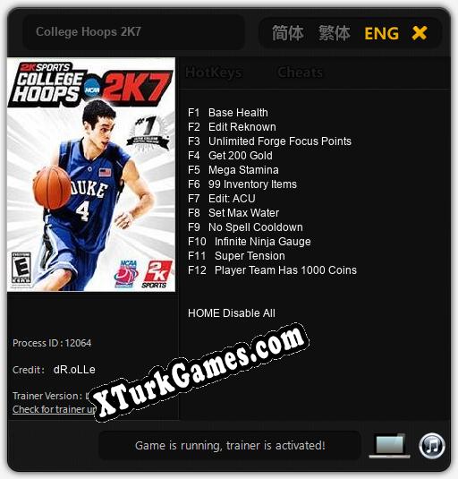 İçin Trainer’ı Çıktı College Hoops 2K7 [v1.0.1]