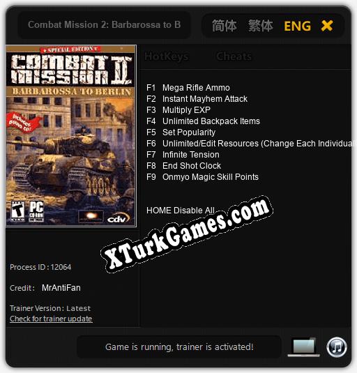 Combat Mission 2: Barbarossa to Berlin: Trainer’ı (V1.0.85)
