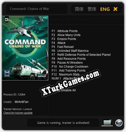 Command: Chains of War: Trainer’ı (V1.0.6)