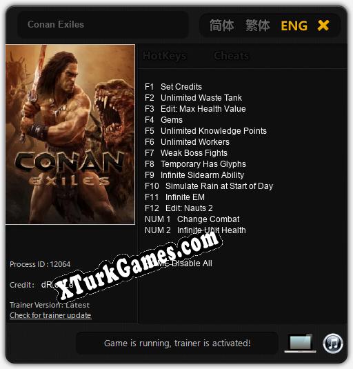 İçin Trainer’ı Çıktı Conan Exiles [v1.0.1]