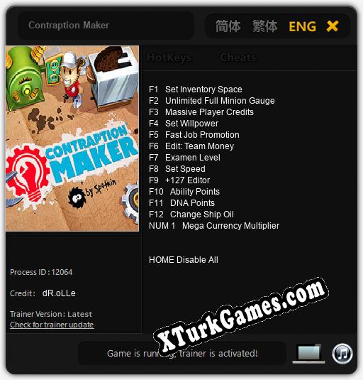 İçin Trainer’ı Çıktı Contraption Maker [v1.0.4]