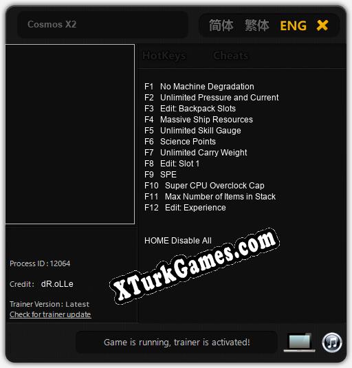 Cosmos X2: Trainer +12 [v1.9]