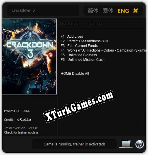Crackdown 3: Trainer’ı (V1.0.74)