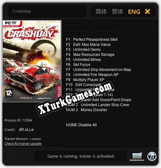 Crashday: Trainer +15 [v1.5]
