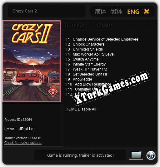 Crazy Cars 2: Cheats, Trainer +12 [dR.oLLe]