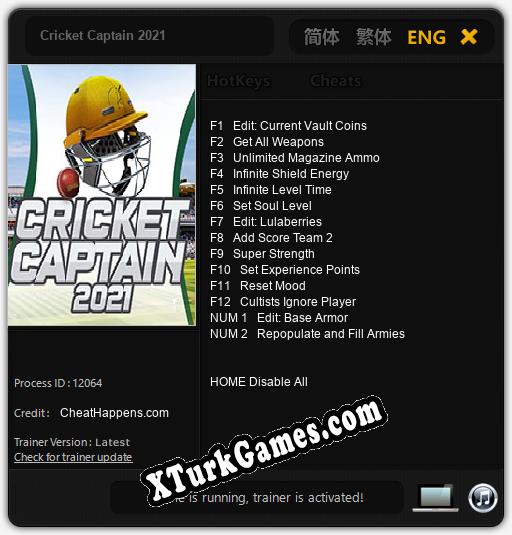 Cricket Captain 2021: Trainer’ı (V1.0.70)