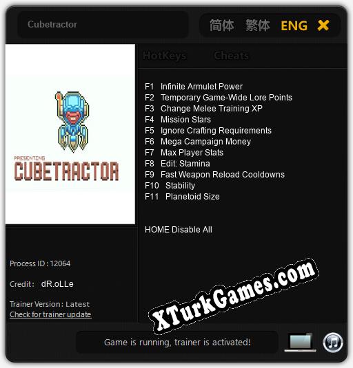 Cubetractor: Trainer’ı (V1.0.64)