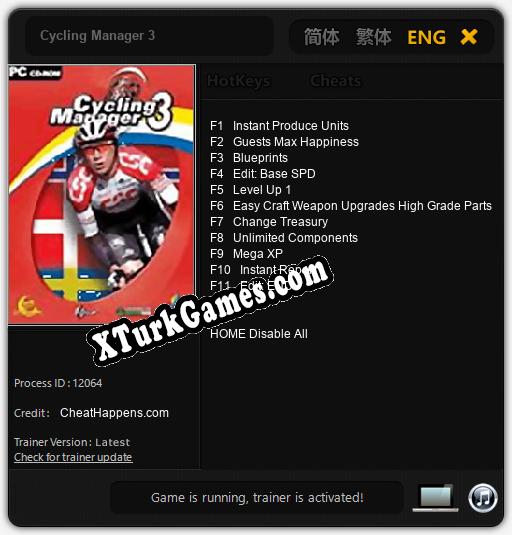 Cycling Manager 3: Trainer’ı (V1.0.67)