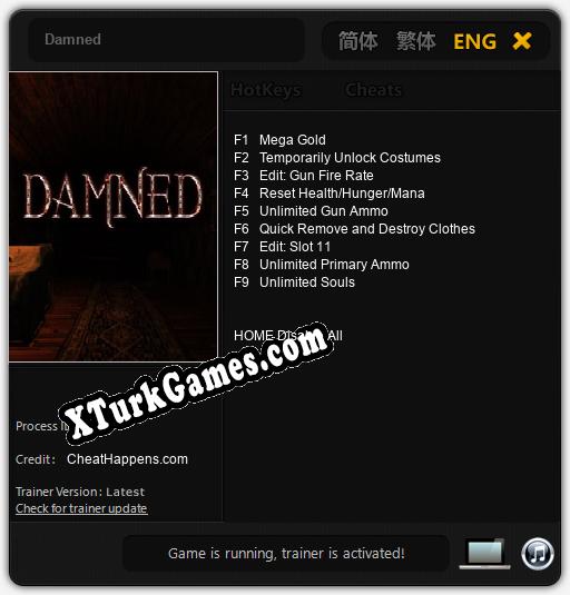 İçin Trainer’ı Çıktı Damned [v1.0.9]