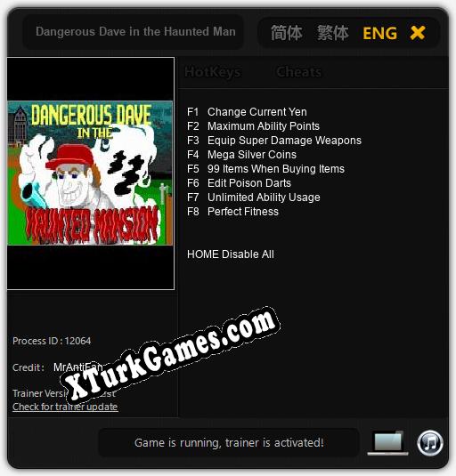 Dangerous Dave in the Haunted Mansion: Cheats, Trainer +8 [MrAntiFan]