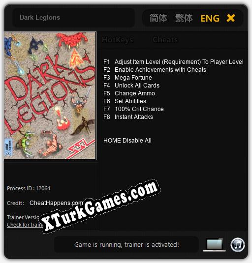 İçin Trainer’ı Çıktı Dark Legions [v1.0.8]