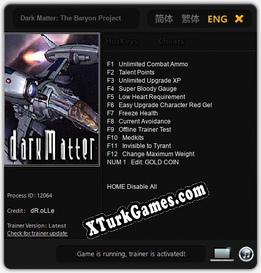 Dark Matter: The Baryon Project: Trainer’ı (V1.0.34)