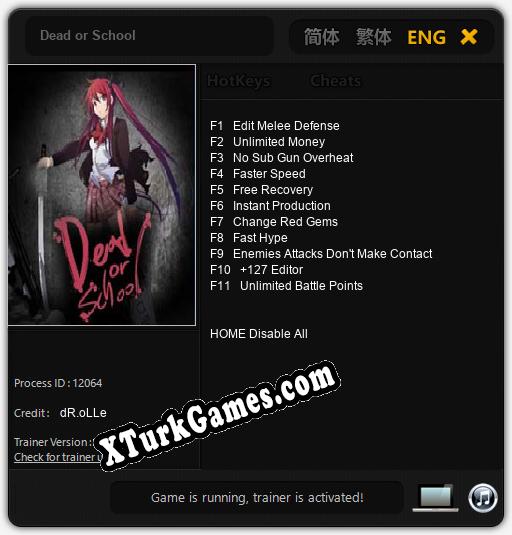 İçin Trainer’ı Çıktı Dead or School [v1.0.4]
