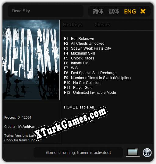 Dead Sky: Trainer +12 [v1.6]