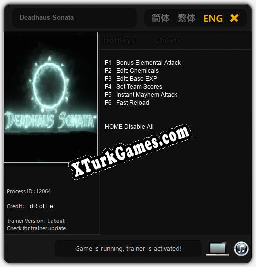 Deadhaus Sonata: Trainer’ı (V1.0.59)