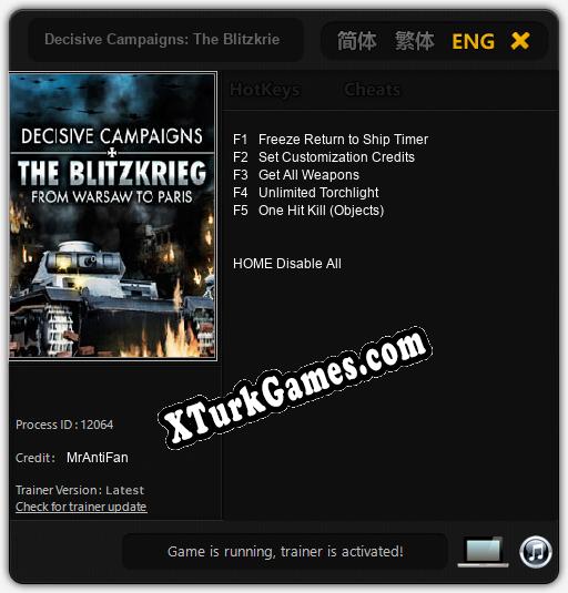 Decisive Campaigns: The Blitzkrieg from Warsaw to Paris: Trainer +5 [v1.2]