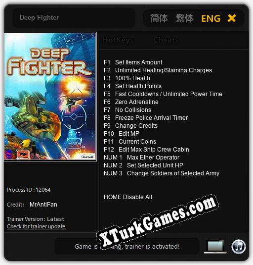 İçin Trainer’ı Çıktı Deep Fighter [v1.0.8]