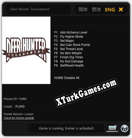 İçin Trainer’ı Çıktı Deer Hunter Tournament [v1.0.6]