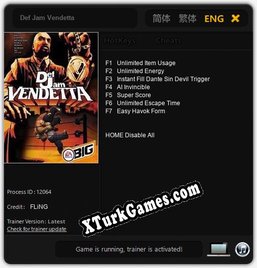 İçin Trainer’ı Çıktı Def Jam Vendetta [v1.0.1]