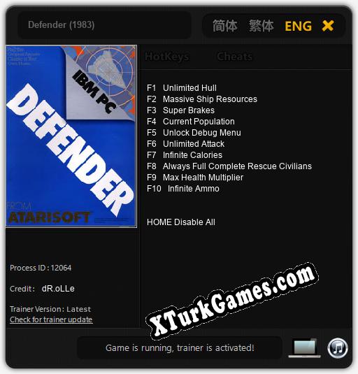 Defender (1983): Trainer +10 [v1.2]