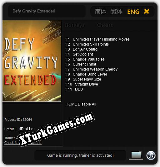 Defy Gravity Extended: Cheats, Trainer +11 [dR.oLLe]