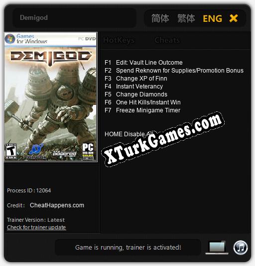 İçin Trainer’ı Çıktı Demigod [v1.0.5]